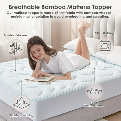 EHEYCIGA Gel Topper 180x200 cm, Memory Foam Matratzentopper, weiss