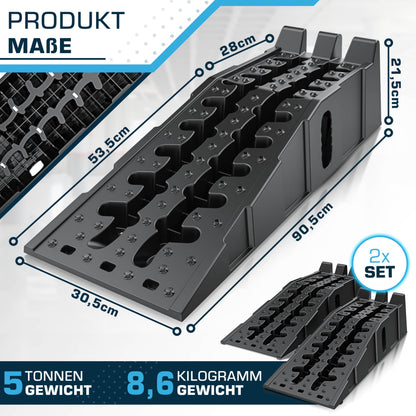 SELLOGX Auffahrrampe PKW 2er Set, bis 5 t, HDPE, rutschfest
