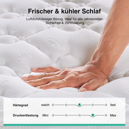 Novilla Taschenfederkernmatratze 90x200 cm, 7-Zonen, H3, 20 cm Höhe