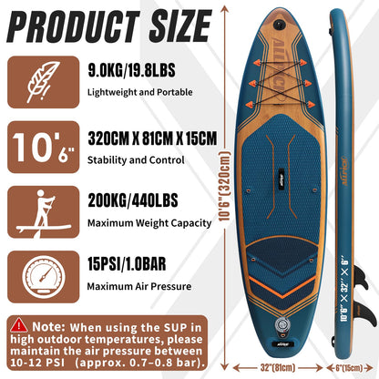 ALLPICK Premium SUP Board Set Aufblasbar Marineblau 180kg