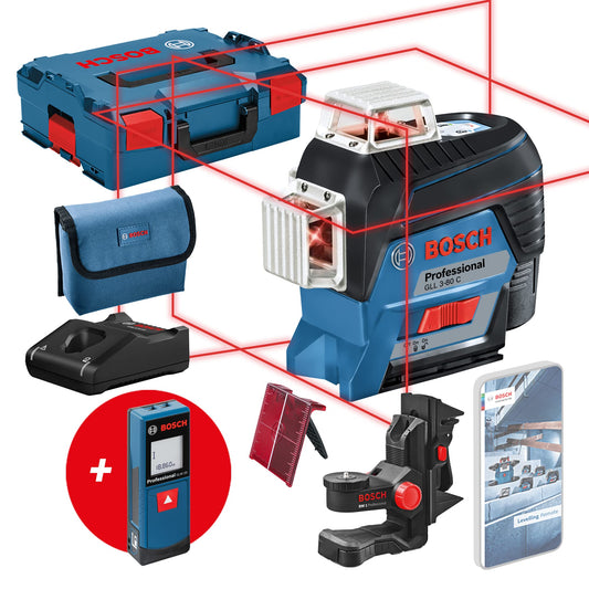 Bosch Professional GLL 3-80 C + GLM 20 Linienlaser/Entfernungsmesser Set