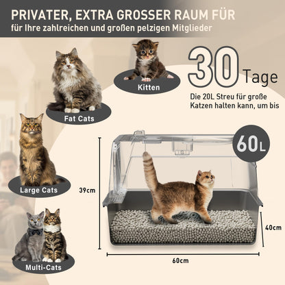 Citylife Katzenklo Edelstahl XL mit Deckel, Extra Gross – Schwarz