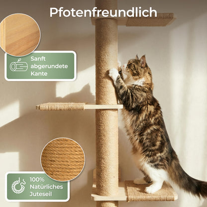 WOOWOOD Kratzbaum zur Wandmontage, höhenverstellbar bis 206 cm