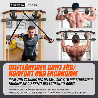 AmazeFan Klimmzugstange für Türrahmen mit Schlingentrainer, bis 200 kg