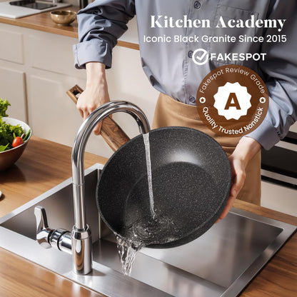 Kitchen Academy Induktions Töpfe Set – Granit 17-teilig Schwarz