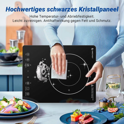 AMZCHEF Induktionskochplatte Einzel, 3500 W, Doppelring, 9 Stufen
