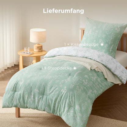 BEDSURE Bettdecke-Set 135x200 cm mit Kissenbezug 80x80 cm, Mintgrün