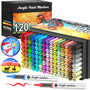 Vozuna Acrylstifte Set, 120 Farben, wasserfest, Pinselspitze – transparente Stifte in ausziehbarer Box