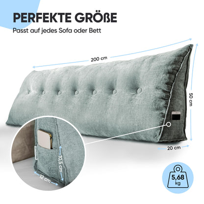 Björn&Schiller Rückenkissen Lesekissen – 200 cm Türkis-grau