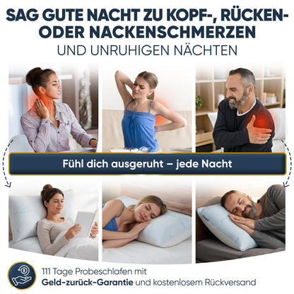 Schlummerglanz Memory Foam Nackenkissen 40x80 cm höhenverstellbar