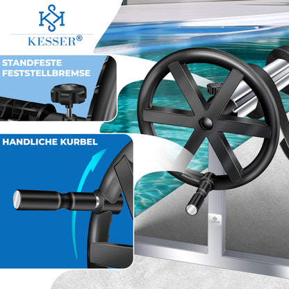 KESSER Pool Premium Aufrollsystem 3-5.7m – mit Rädern für Solarplane