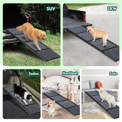 Faltbare Hunderampe Auto 180x50cm – Rutschfest für grosse Hunde SUV/LKW