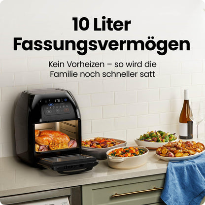 Chefman Multifunktionale Digitale Heissluftfritteuse XL 10L - Schwarz