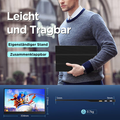 TechVision Tragbarer Monitor 15.6 Zoll Full HD IPS - USB-C