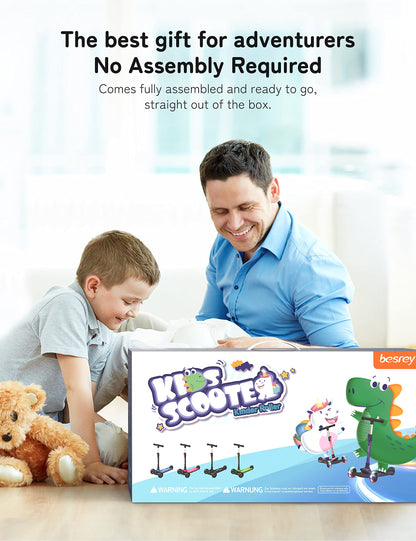 besrey Kinder Roller höhenverstellbar faltbar LED-Räder - Einhorn Rosa