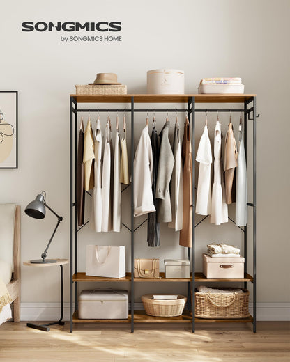 SONGMICS Offener Kleiderschrank RGR005B01 mit Ablagen, vintagebraun