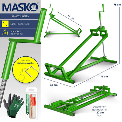 MASKO XXL Rasentraktorheber 450 kg +45° Neigung Grün