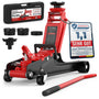 AUTORIA Rangierwagenheber 2,5 t extra flach, hydraulisch, rot – Stahlkonstruktion mit Kunststoff-Transportkoffer