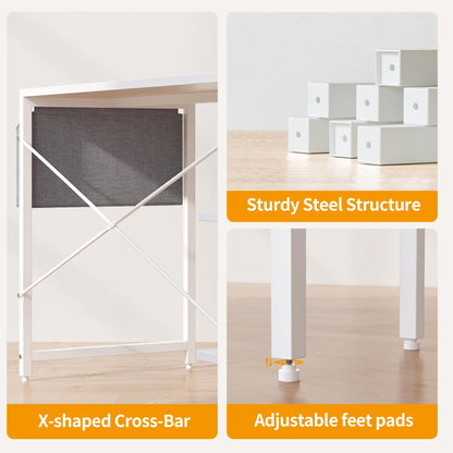 CubiCubi Eckschreibtisch Homeoffice mit Regal 120cm – Weiss