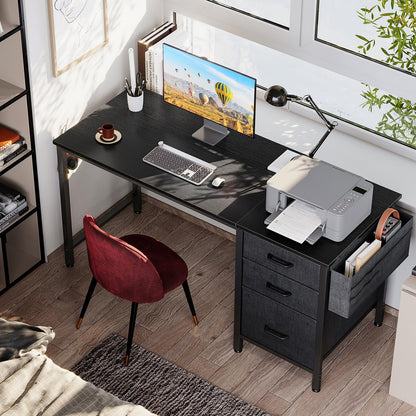 Coleshome Computertisch 120x48cm mit 3 Schubladen - Schwarz