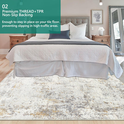 Capslpad Abstrakter Kurzflor Teppich – Beige 200x300cm, waschbar