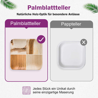 Waipur Bio-Geschirrset aus Palmblatt mit Holzbesteck, 150-teilig