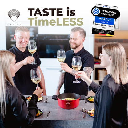 TLESS® 2in1 Aluguss Bräter mit Deckel – Ø 28 cm, 6L, Rot