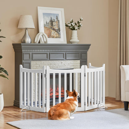 Yaheetech Hunde Absperrgitter faltbar – 4 Paneelen, Weiss
