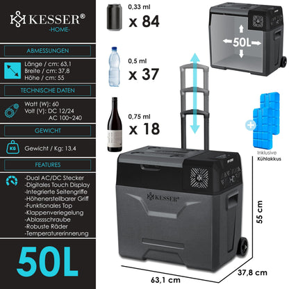 KESSER Kompressor-Kühlbox 50 L elektrisch mit App-Steuerung