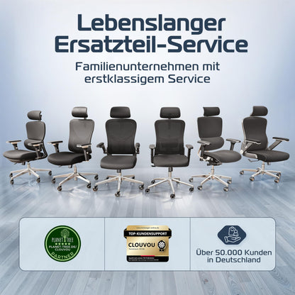 CLOUVOU BrightSeat ergonomischer Bürostuhl mit Wippfunktion bis 135°