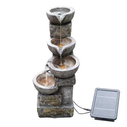 Teamson Home Solar-Wasserbrunnen PT-SF0003, 4-stufig mit LED