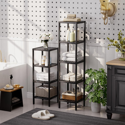SMIBUY Bambus Aufbewahrungsregal 5 Ebenen – Schwarz Badezimmer