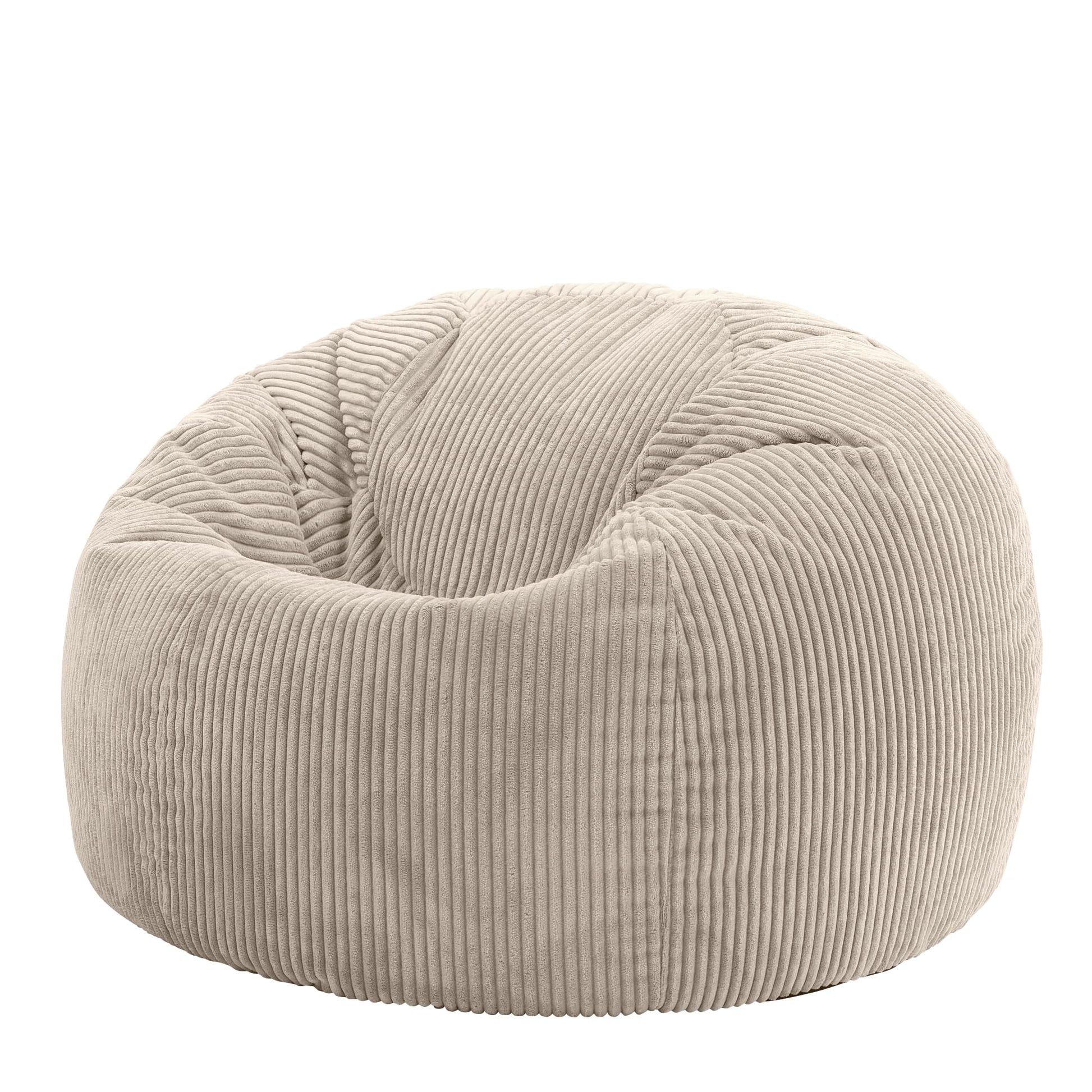 Icon Kingston Sitzsack & Lounge Sessel Cord – Beige: Beiger Cord-Sitzsack in ergonomischer Lounge-Form. Komfortables Sitzmöbel zur Entspannung.