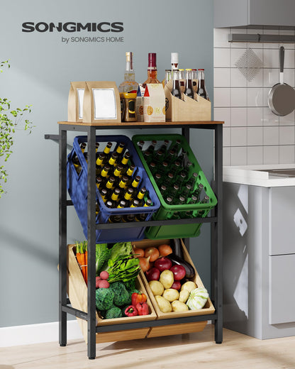 SONGMICS Getränkekistenregal BSC373K01, 2 Ebenen für 4 Kisten, Stahl