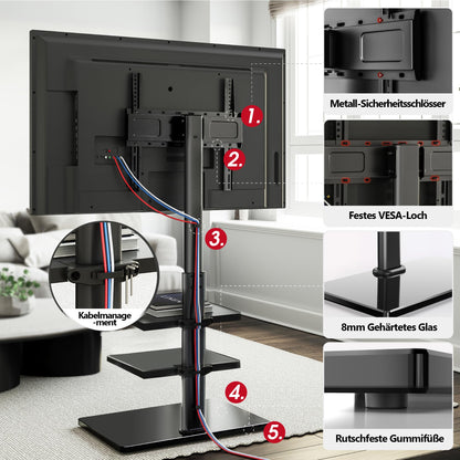 AOKCOS TV Bodenständer 32-70 Zoll höhenverstellbar – Schwarz