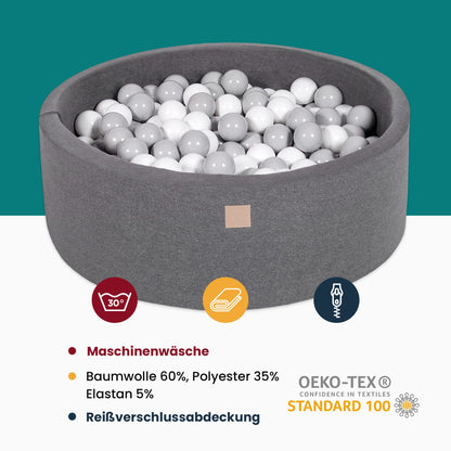 MEOWBABY Baby Bällebad Rund 90x40cm – Hellrosa mit 300 Bällen