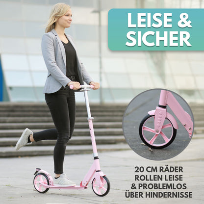 Rollkönig City-Scooter Faltbarer Tretroller für Erwachsene/Kinder - Pink