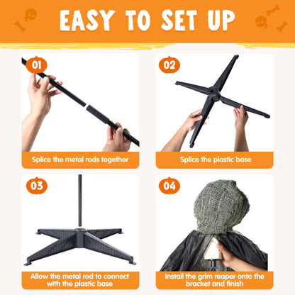 JOYIN Sensenmann Dekoration Animiert 175cm - Sound & Leuchtaugen