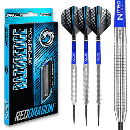RED DRAGON Razor Edge Original Steeldarts 23g mit 85% Tungsten und blauen Flights