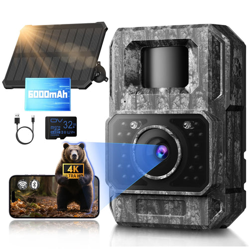 MAXDONE PH960W Wildkamera Solar WLAN 4K 64MP mit Nachtsicht und abnehmbarem Solarpanel