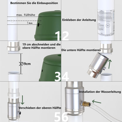 IGarden Regenwassersammler DN100 – Stahl/Alu doppelwandig, mit Schlauch