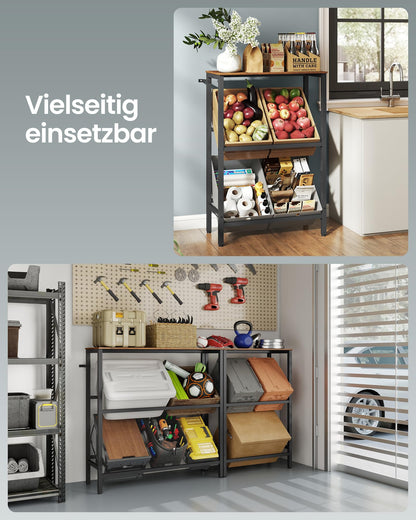 SONGMICS Getränkekistenregal BSC373K01, 2 Ebenen für 4 Kisten, Stahl
