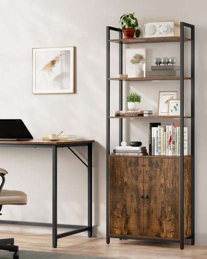VASAGLE Bücherregal LLS133K01, Standregal mit Türen, 6 Ebenen