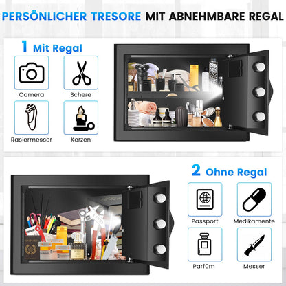 Tiskgg Tresor Safe 25L mit Zahlenschloss, Alarm und abnehmbarem Regal