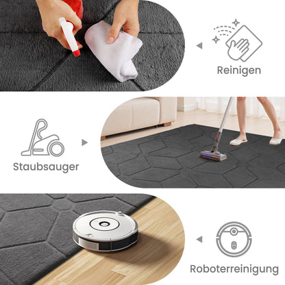 Sour Lemon Wohnzimmer Teppich 160x230cm - Grau Waschbar