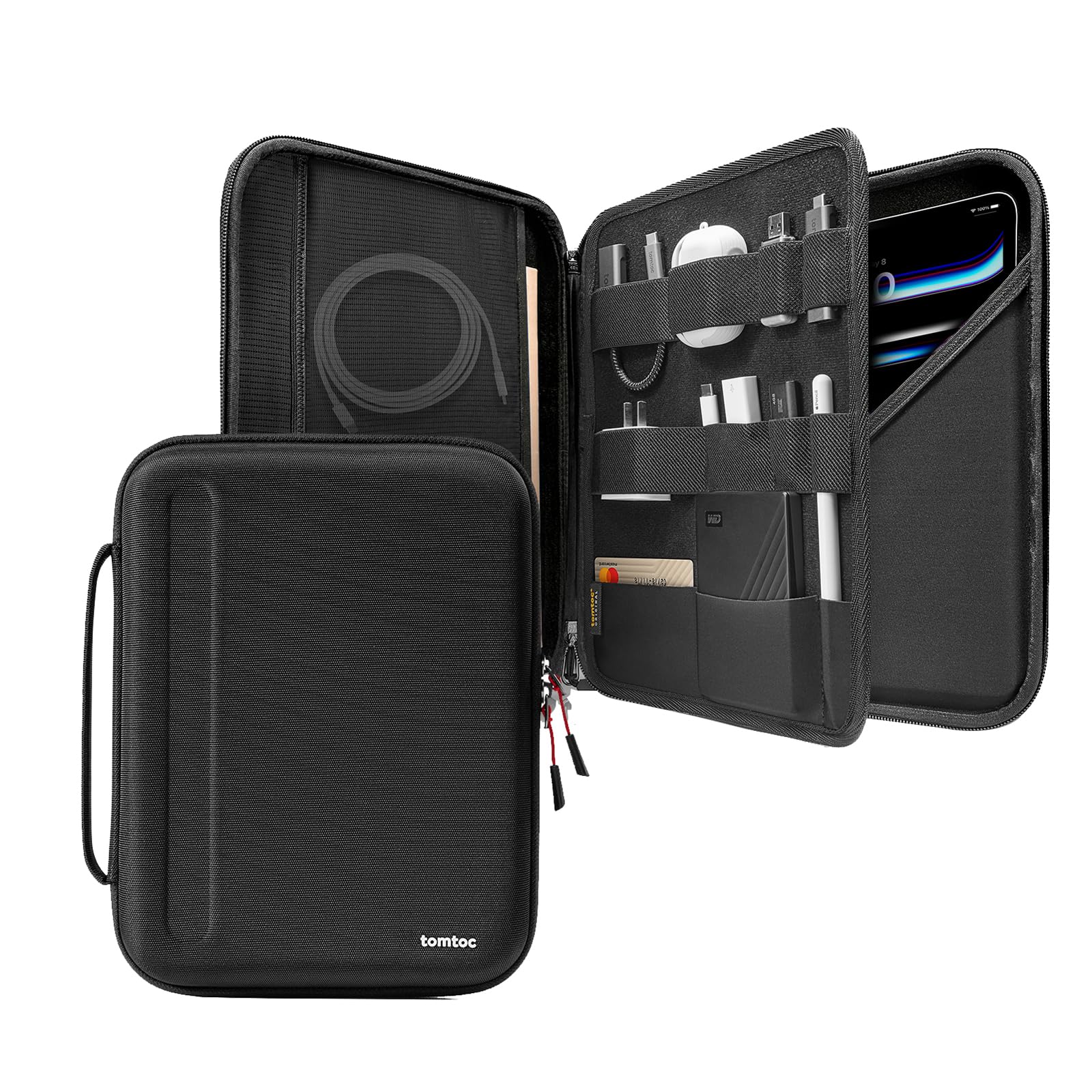 tomtoc Portfolio Tablet Tasche 13 Zoll Hartschale für iPad Air/Pro – EVA-Hartschale mit Tragegriff