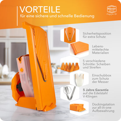 Börner Gemüsehobel V3 Gemüseschneider - Profi Set Orange