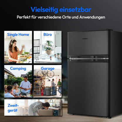 MEDION Mini Kühl-Gefrierkombination MD 37689, 85 l, grau