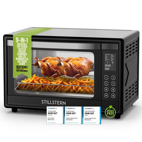 Stillstern Minibackofen Umluft 45L CYCLONE PRO+ Pizzaofen. Rechteckiger Umluft-Ofen zum Backen und Garen, auch für Pizza.