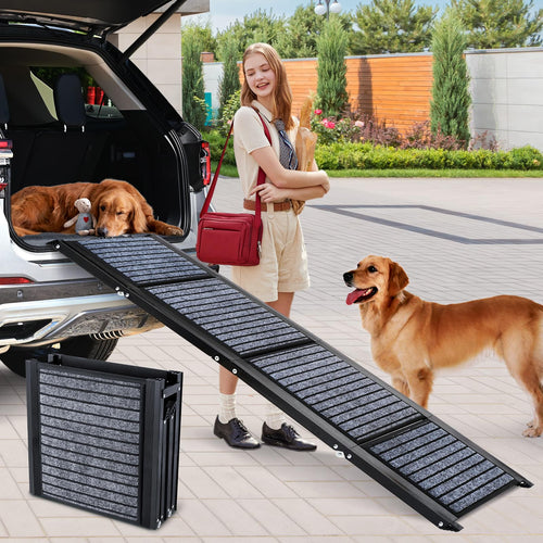 Snagle Paw Hunderampe Auto klappbar, 170 cm, bis 110 kg – Aluminiumrampe mit rutschfester Teppichoberfläche